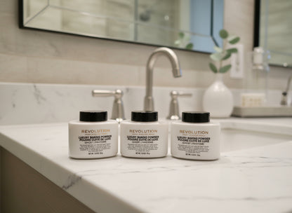 Three jars of Revolution Luxury Baking Powder 